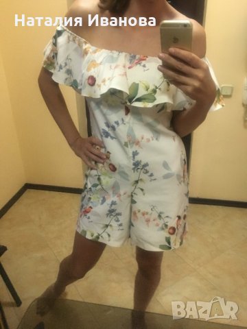 Красив дамски гащеризон с флорални мотиви, снимка 4 - Гащеризони - 26150623