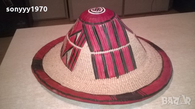 АНТИК-монголска красива автентична шапка-кожа и плетка-38х15см