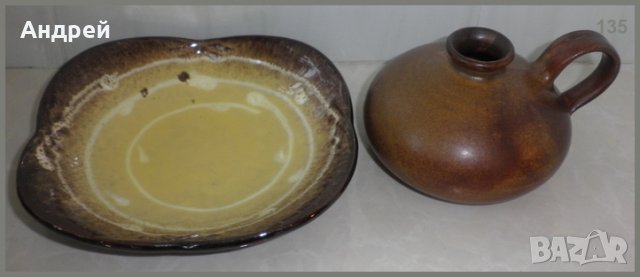 Лот:керамична чиния + керамичен свещник с дръжка, снимка 2 - Декорация за дома - 23232604