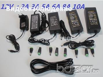 DC 12V 1А 2А 3А 4А 5А 6А 7А 8А 10А CCTV Зарядно Захранване Камера Видеонаблюдение Захранващ Блок, снимка 7 - Батерии, зарядни - 8376317