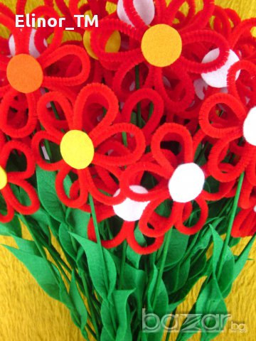 Цветя от плюшени пръчки, снимка 7 - Други - 9679579
