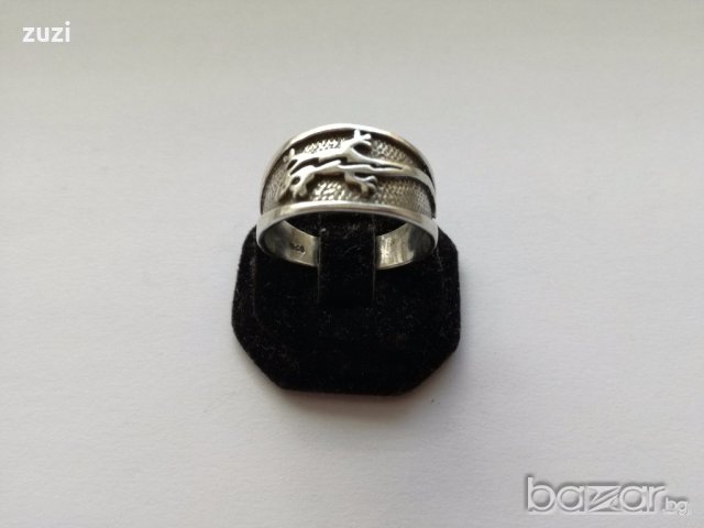 Сребърен пръстен с гущер  - сребро проба 925