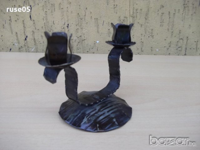 Свещник от ковано желязо за две свещи, снимка 5 - Други ценни предмети - 20492868