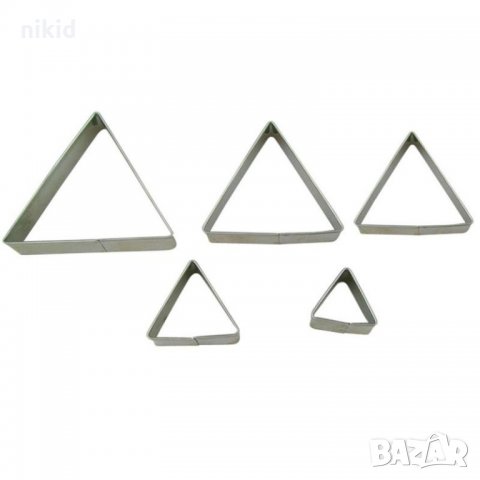 5 триъгълника триъгълници метални резци форми за бисквитки фондан тесто украса декорация резец форма, снимка 1 - Форми - 21638295