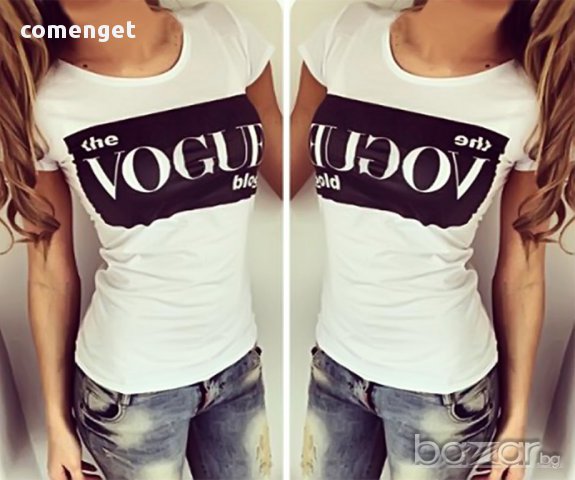 ПРОМО ЦЕНА! Дамска тениска VOGUE ВОУГ FASHION! Поръчай модел С Твоя Снимка или идея!