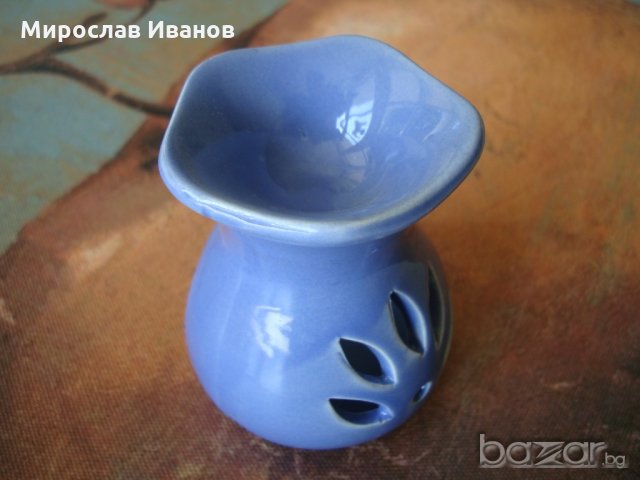 Син керамичен свещник от Гърция, снимка 1