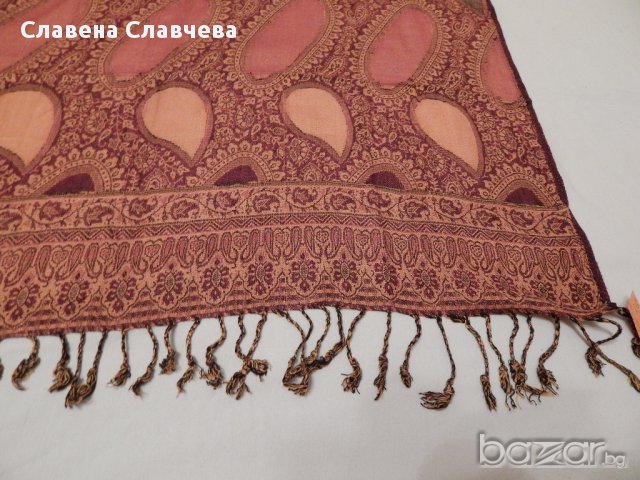 Прекрасен дамски шал нов - 210 / 75 см., снимка 3 - Шалове - 13391988