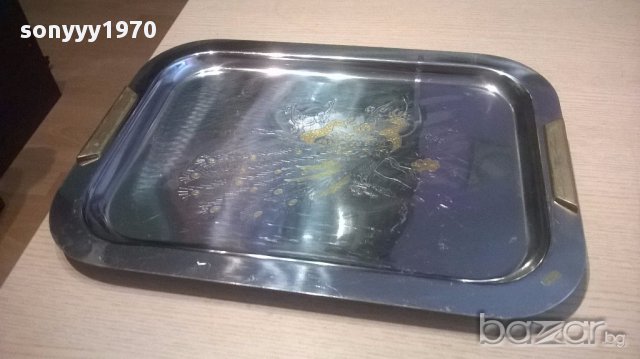 Corona rostfrei oro 24k 18/10-поднос-позлатен 44/33см-внос швеицария, снимка 9 - Антикварни и старинни предмети - 15476431