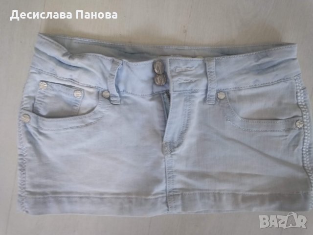 Дънкова къса пола, снимка 1 - Поли - 25710816