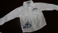 9-12м 80см Риза с дълъг ръкав  Материя памук Цвят - бяло с количка  Подходяща за връхна дреха Без сл, снимка 1