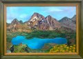Пирин планина - Тевното езеро с връх Каменитица, живопис, маслени бои, платно