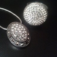 Масивен лукс сребърен комплект със Сваровски кристали и марказити, снимка 1 - Бижутерийни комплекти - 14356159