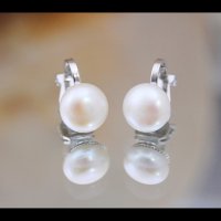 Обеци с естествени  перли на клипс, клac АA,, снимка 6 - Обеци - 20608910