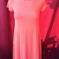 Оранжева еластична рокля/туника М/Л, снимка 1 - Рокли - 22452470