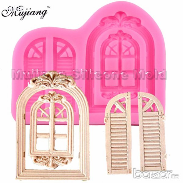 Двоен ретро прозорец рамка силиконов молд форма декорация украса фондан торта мъфини и др, снимка 1