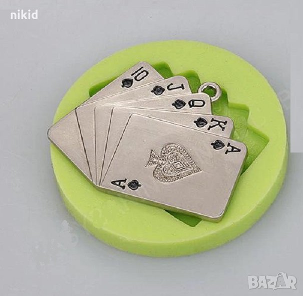 5 карти тесте хазарт силиконов молд форма декорация торта фондан шоколад и др. , снимка 1