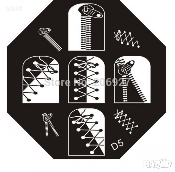 D-05 ципове кръпки осмоъгълен щампа шаблон за печат на нокти маникюр, снимка 1