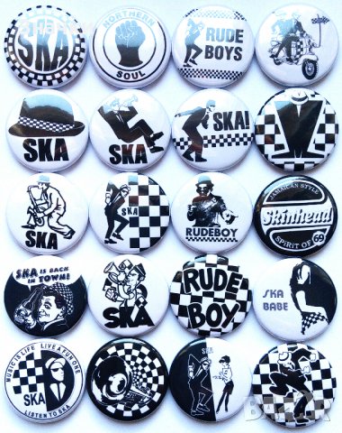 Значки SKA Two Tone Rude Boys, снимка 1 - Други ценни предмети - 24868478