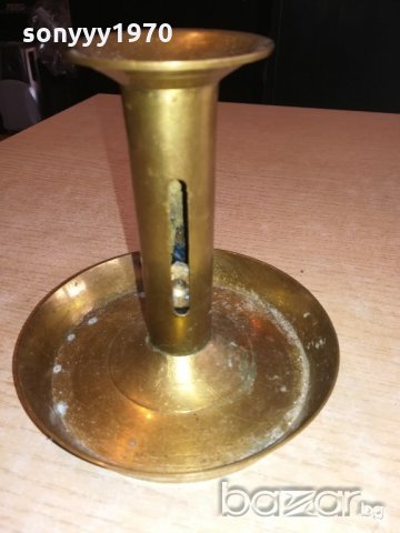 АНТИКА-свещник с място за пръст-15х13см-внос швеицария, снимка 10 - Антикварни и старинни предмети - 21104061