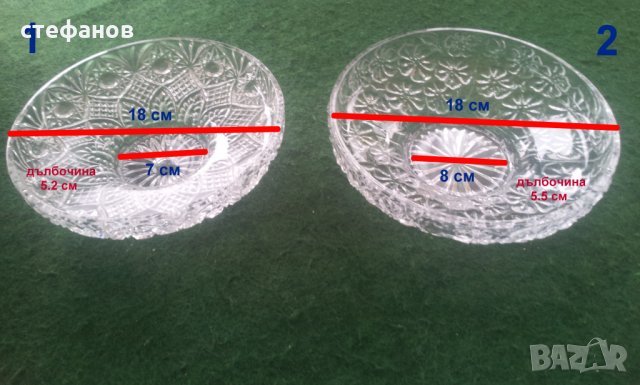 Две стъклени фруктиери различна шарка, снимка 1 - Други - 25341573
