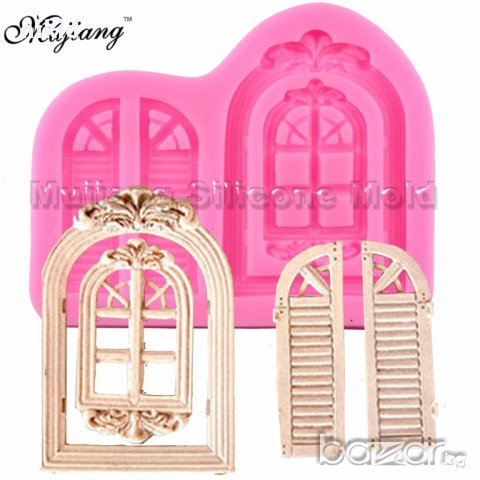 Двоен ретро прозорец рамка силиконов молд форма декорация украса фондан торта мъфини и др
