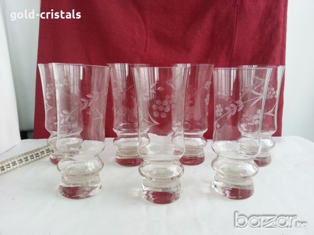 кристални чаши гравирани, снимка 2 - Антикварни и старинни предмети - 19802906