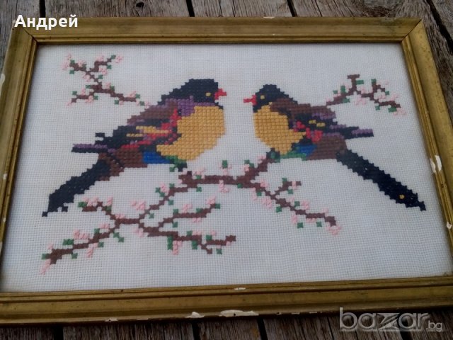 Бродирана картина, снимка 2 - Антикварни и старинни предмети - 18708748