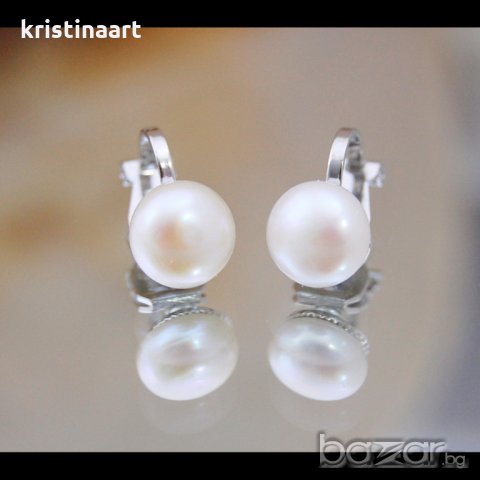 Обеци с естествени  перли на клипс, клac АA,