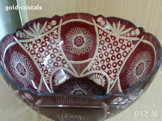  кристална купа цветен червен кристал, снимка 1 - Антикварни и старинни предмети - 25655524