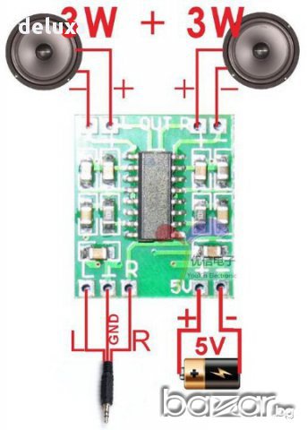 стерео усилвател 2х3W PAM8403 Class D, захранване 5V, снимка 3 - Аудиосистеми - 17818360
