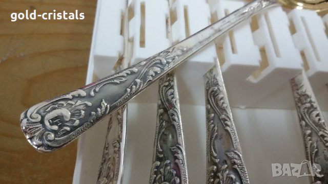 руски прибори  лъжички  позлатени посребрени в кутия , снимка 4 - Антикварни и старинни предмети - 21979596