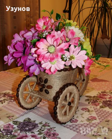 Декоративно колело триколка, велосипед с цветя за декорация, декор, украса за дома, снимка 7 - Декорация за дома - 22786655