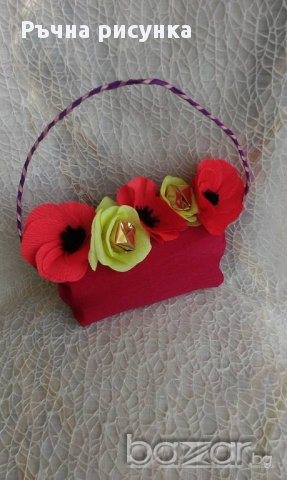 Ръчно изработени чантички за подарък от хартия с цветя от хартия с бонбони, снимка 13 - Декорация за дома - 14060421