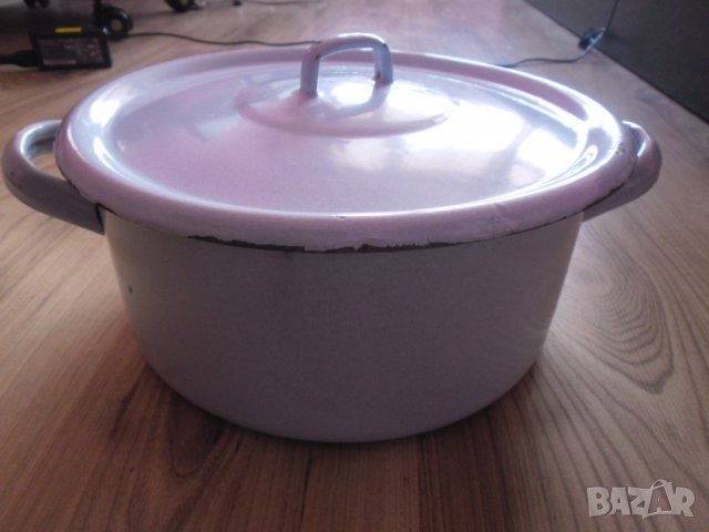 Български емайл  тенджера от по-дебел материал, снимка 1 - Съдове за готвене - 12015173