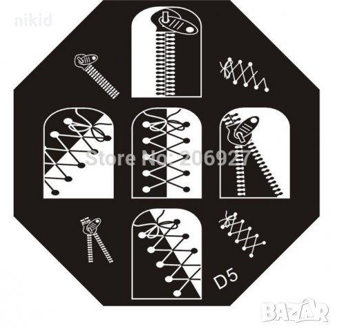 D-05 ципове кръпки осмоъгълен щампа шаблон за печат на нокти маникюр