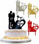 4 цвята младоженци с букет и халка за сватба пластмасов топер украса табела сватбена торта, снимка 1 - Сватбени аксесоари - 19312263