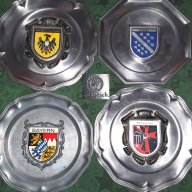 Релефни пана, цв.метал с автентични цветни гербове - Лот 4 бр, снимка 1 - Антикварни и старинни предмети - 14486859