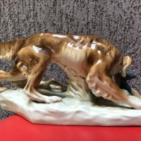 Голяма порцеланова фигура на ловно куче Сетер, снимка 2 - Антикварни и старинни предмети - 13475162