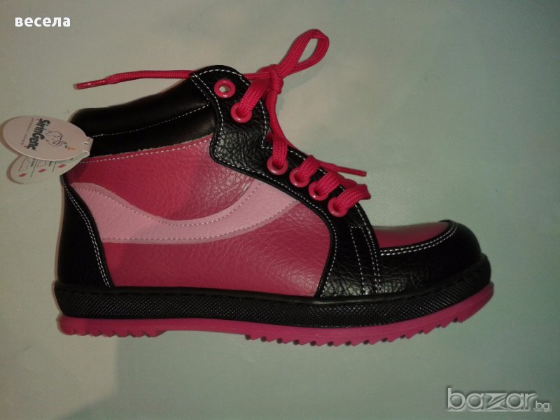 Кецове за момичета - спортни обувки цвят циклама с черно, снимка 1