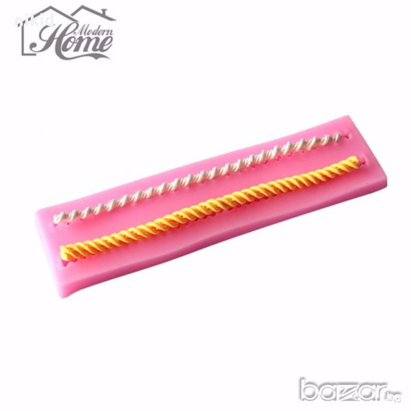 2 вида спираловидни въжета тип макарон борд кант силиконов молд форма украса и декорация, снимка 1