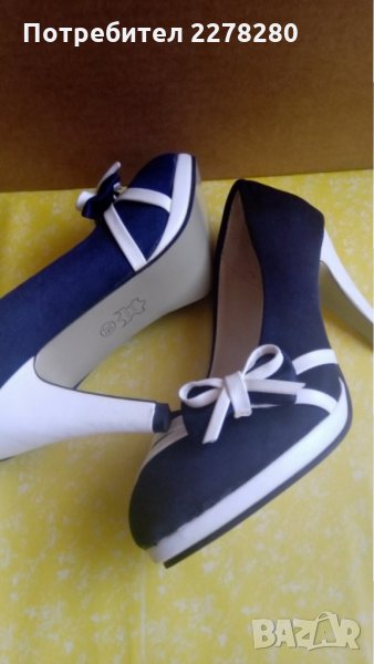 Дамски обувки на ток, 38 номер, сини и отворени черни обувки, 38 номер, снимка 1