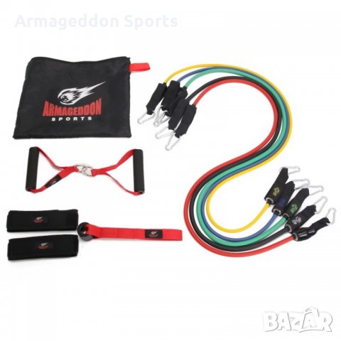Комплект фитнес ластици за трениране от 11 части Armageddon Sports, снимка 1 - Спортна екипировка - 22239145