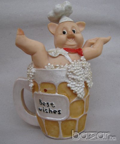 Пияно прасе в халба, фигура, статуетка, свиня, снимка 3 - Статуетки - 11700779