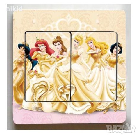 6 Принцеси златист фон стикер за контакт ключ на лампа копчето