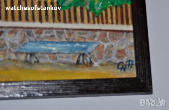 Стефан Ненов "СЕЛСКА КЪЩА" масло върху платно 31/24 см, снимка 4 - Картини - 25394084