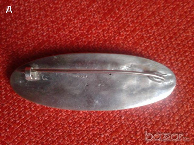 Стара сребърна брошка с  тюркоаз ръчна изработка, снимка 4 - Колиета, медальони, синджири - 15443494