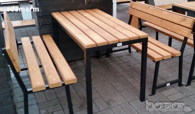 Дървена маса и пейки, баварски комплект., снимка 1