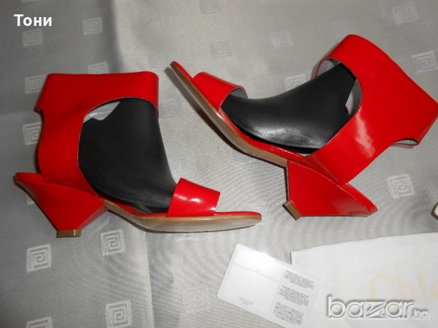 Дамски  червени сандали Chloé 100 % кожа ,100 % оригинални , снимка 11 - Сандали - 18710549