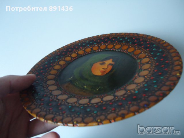 СТАРА РЪЧНО РИСУВАНА ДЪРВЕНА  ПИРОГРАФИРАНА ЧИНИЯ , снимка 4 - Картини - 9789677