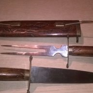 India-ретро колекция-нож и вилица в кания 45см-внос швеицария, снимка 2 - Антикварни и старинни предмети - 17725185